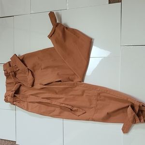 Tannish-brown paperbag pants